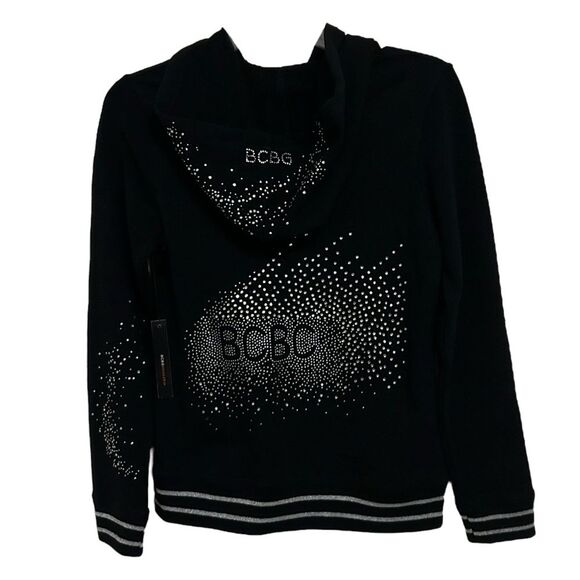 BCBGMAXAZRIA NWT ($280) 2pc Rhinestone Zip Up Hoodie/Pant Tracksuit - Picture 5 of 16